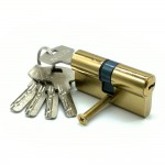 Механизм цилиндровый F5 золото (60мм, 5 ключей) латунь/металл, профильный ключ SOLLER Cu.С  
