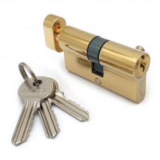 Механизм цилиндровый FV3 золото (60мм, 3 ключа) ключ/вертушка, латунь/металл SOLLER