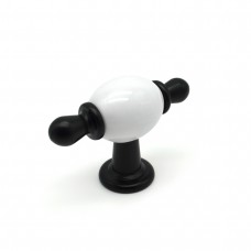 Ручка- кнопка мебельная SOLLER 1262 черная с белой керамической вставкой